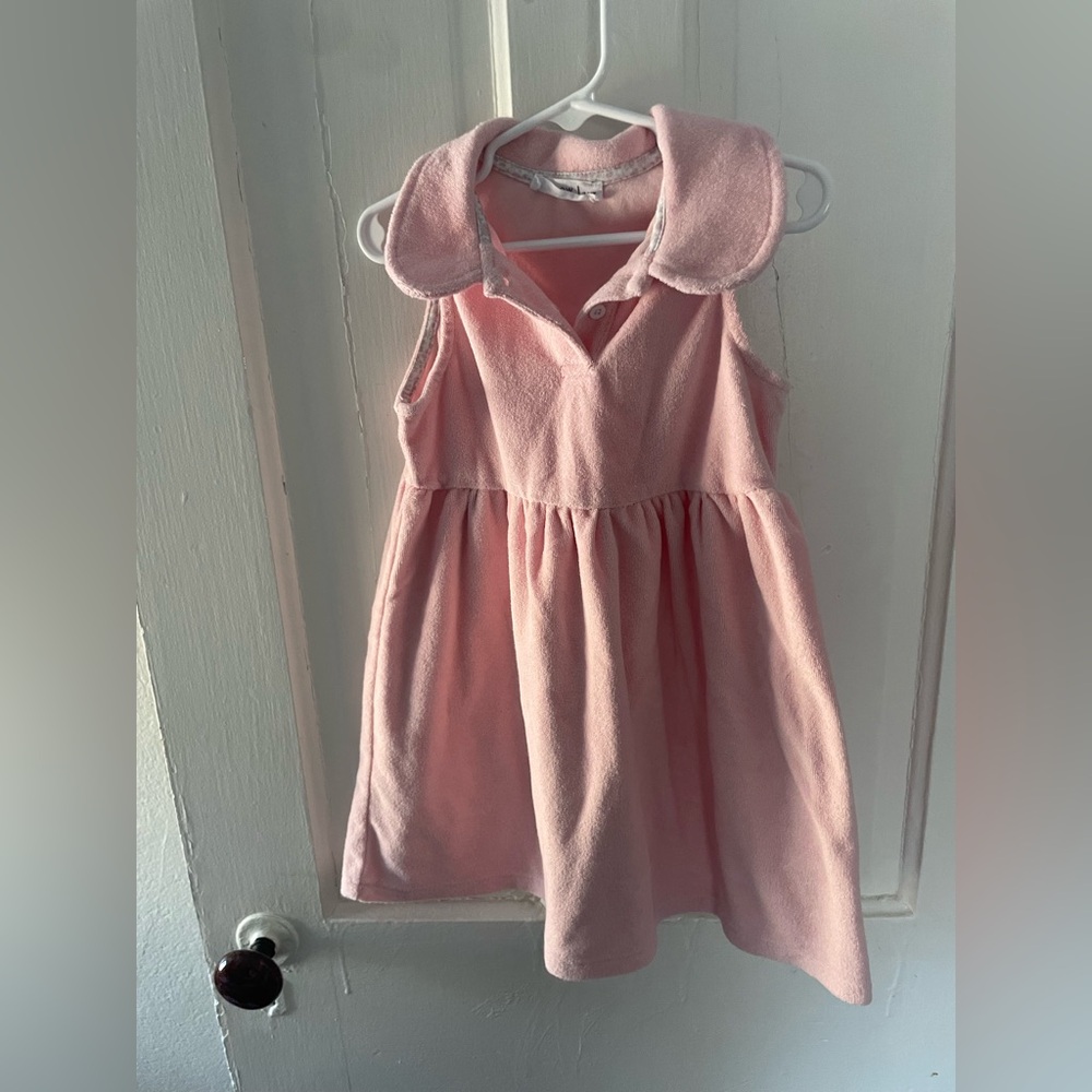 Minnow Charming Pink Collared Kids Dress Terry Cloth Toddler 3/4T